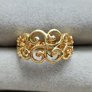 Premier Designs "Marilyn" Gold Plated Filigree Scroll Ring Sz 8.5